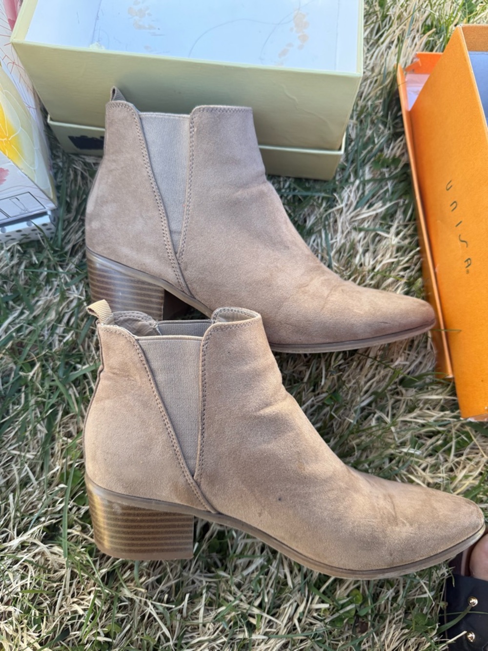 Suede Ankle Booties in Taupe - Women